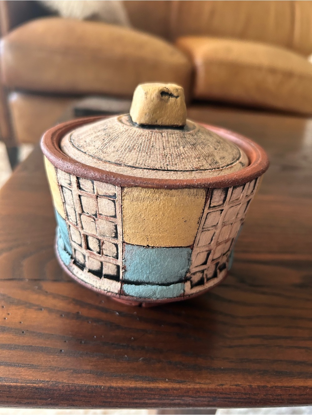 MARK ARNOLD handmade earthenware pottery sugar/spice/condiment/trinket jar